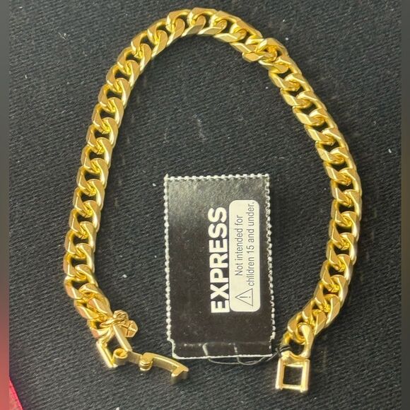 Express Gold Tone Link 8 inch Lobster Clasp Bracelet - Picture 5 of 6